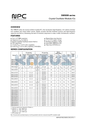 SM5006AHCS datasheet - Crystal Oscillator Module ICs