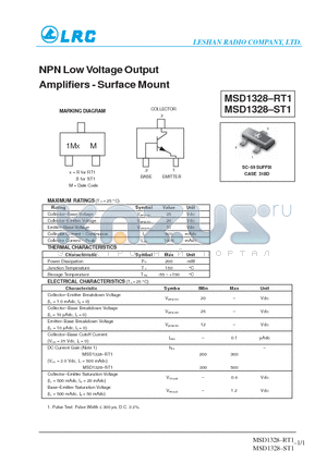 MSD1328-ST1 datasheet - NPN Low Voltage Output Amplifiers-Surface Mount