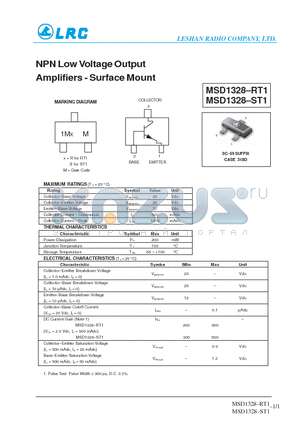 MSD1328-RT1 datasheet - NPN Low Voltage Output Amplifiers-Surface Mount