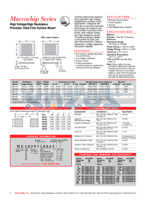 MC102822004JE datasheet - High Voltage/High Resistance Precision Thick Film Surface Mount