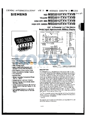 MSD2011TXV datasheet - 150 4-Character 5x7 Dot Matrix Serial Input Alphanumeric Military Display