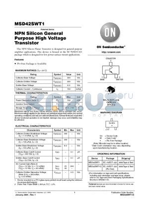 MSD42SWT1 datasheet - NPN Silicon General Purpose High Voltage Transistor