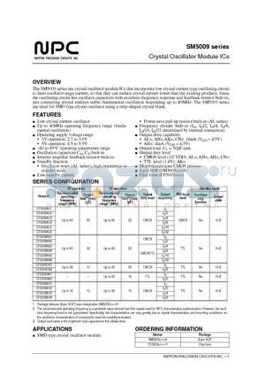 SM5009AN4S datasheet - Crystal Oscillator Module ICs