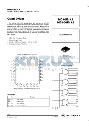 MC10E112 datasheet - QUAD DRIVER