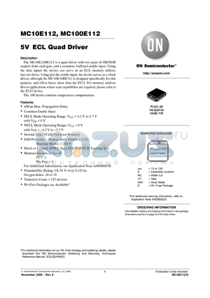 MC10E112 datasheet - 5V ECL Quad Driver