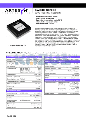 SWG30-48S75C01 datasheet - DC/AC single output ring generator