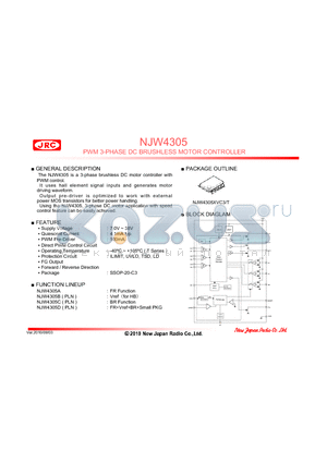 NJW4305XVC3 datasheet - PWM 3-PHASE DC BRUSHLESS MOTOR CONTROLLER