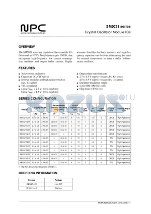 SM5021 datasheet - Crystal Oscillator Module ICs