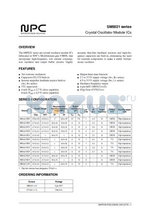 SM5021AAH datasheet - Crystal Oscillator Module ICs