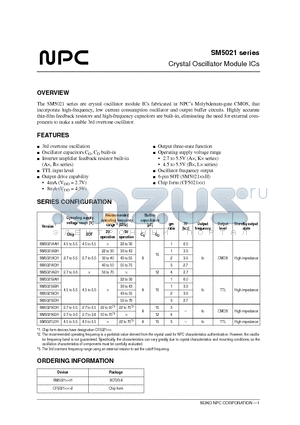 SM5021BBH datasheet - Crystal Oscillator Module ICs