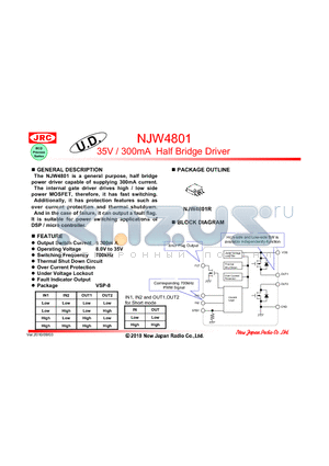 NJW4801R datasheet - 35V / 300mA Half Bridge Driver