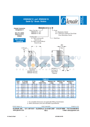 M85049-15G19W datasheet - Strain Reliefs