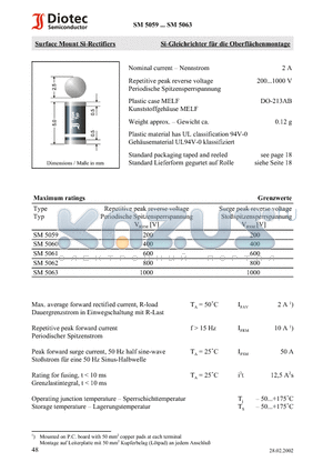 SM5061 datasheet - Surface Mount Si-Rectifiers