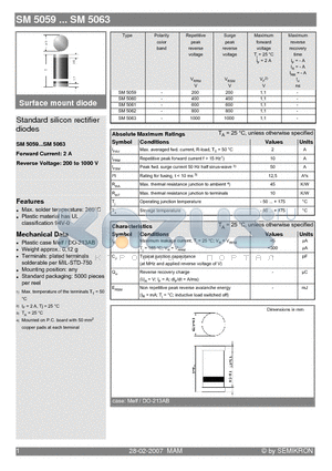 SM5059 datasheet - Standard silicon rectifier diodes