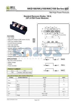 NKC160 datasheet - Standard Recovery Diodes, 160 A (INT-A-PAK Power Modules)