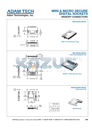 MSDPR-11-A-SG datasheet - MINI & MICRO SECURE DIGITAL SOCKETS