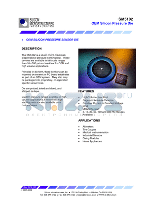 SM5102-300-A datasheet - OEM Silicon Pressure Die