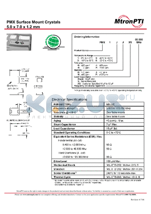 PMX2PG datasheet - 5.0 x 7.0 x 1.2 mm