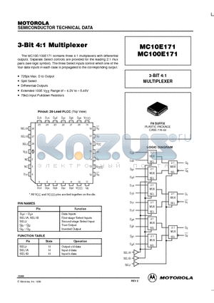 MC10E171 datasheet - 3-BIT 4:1 MULTIPLEXER