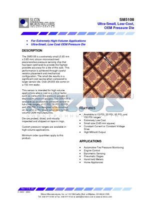 SM5108-060-A datasheet - Ultra-Small, Low-Cost,OEM Pressure Die