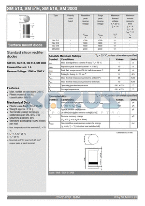 SM513_07 datasheet - Standard silicon rectifier diodes