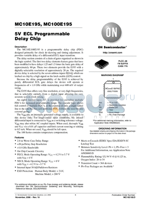 MC10E195FN datasheet - 5V ECL Programmable Delay Chip