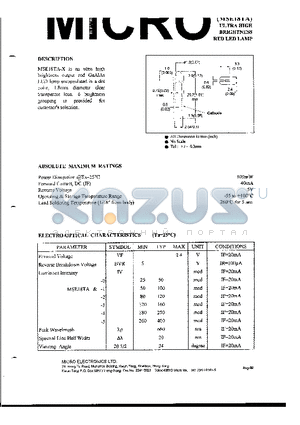 MSE18TA-1 datasheet - ULTRA HIGH BRIGHTNESS RED LED LAMP