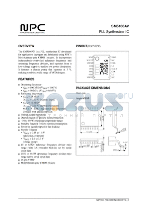 SM5166AV datasheet - PLL Synthesizer IC