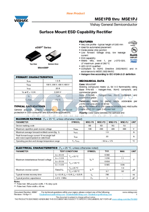 MSE1PJ datasheet - Surface Mount ESD Capability Rectifier