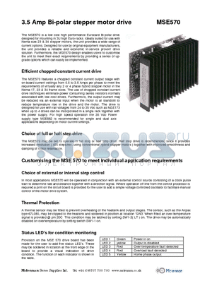 MSE570 datasheet - Amp Bi-polar stepper motor drive