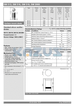 SM518 datasheet - Standard silicon rectifier diodes