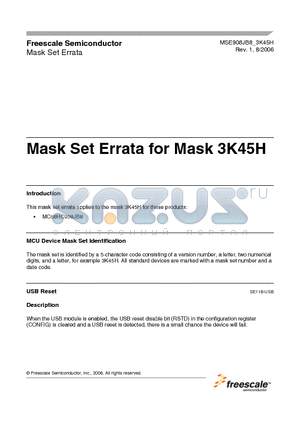 MSE908JB8 datasheet - Mask Set Errata