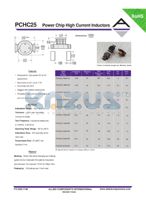 PCHC25-150M-RC datasheet - Power Chip High Current Inductors