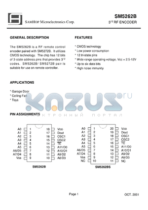 SM5262B datasheet - 3 RF ENCODER