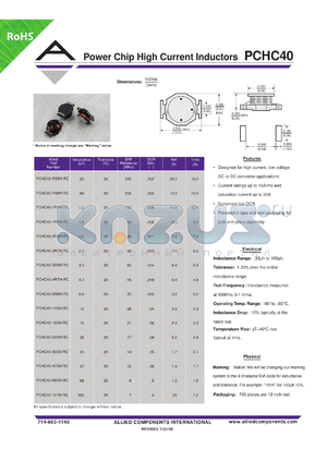 PCHC40-1R5M-RC datasheet - Power Chip High Current Inductors