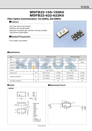 MSFB22-155-155K0 datasheet - Fiber Optics Communication 155.52MHz, 622.08MHz