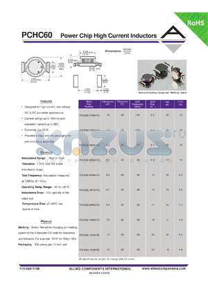 PCHC60-100M-RC datasheet - Power Chip High Current Inductors