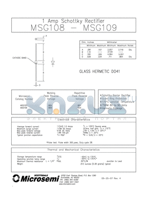 MSG108 datasheet - 1 Amp Schottky Rectifer