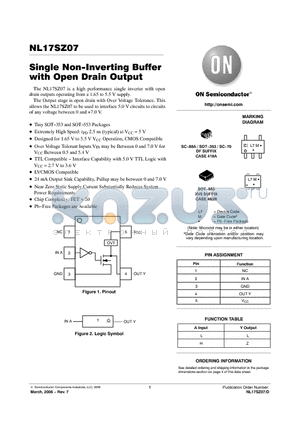 NL17SZ07 datasheet - Single Non−Inverting Buffer with Open Drain Output