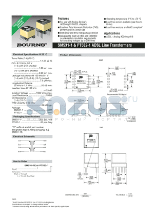 SM531-1E datasheet - ADSL Line Transformers