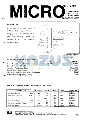 MSGN39TA datasheet - ULTRA HIGH BRIGHTNESS RED,GREEN DUAL COLOR LAMP