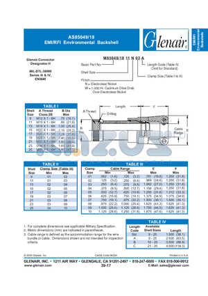 M85049-1809N10A datasheet - EMI/RFI Environmental Backshell