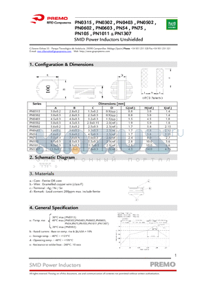 PN0602-151K datasheet - SMD Power Inductors Unshielded