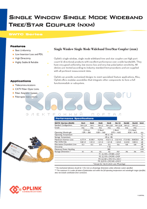 SWTC1AAP datasheet - Single Window Single Mode Wideband Tree/Star Coupler