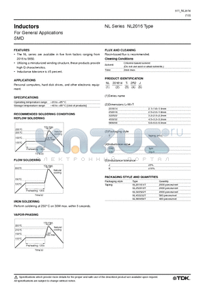 NL201614T-2R2K datasheet - For General Applications