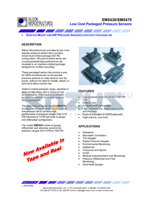 SM5430-005-G-B datasheet - Low Cost Packaged Pressure Sensors