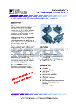 SM5430-100-G-B datasheet - Low Cost Packaged Pressure Sensors