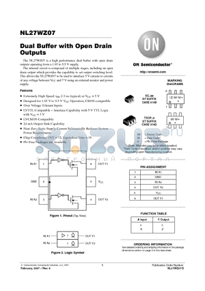 NL27WZ07DFT2G datasheet - Dual Buffer with Open Drain Outputs