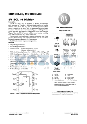 MC10EL33DR2G datasheet - 5V ECL 4 Divider