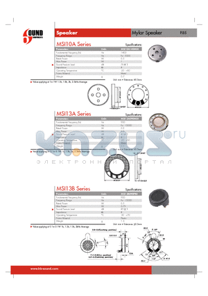 MSI10A datasheet - Mylar Speaker